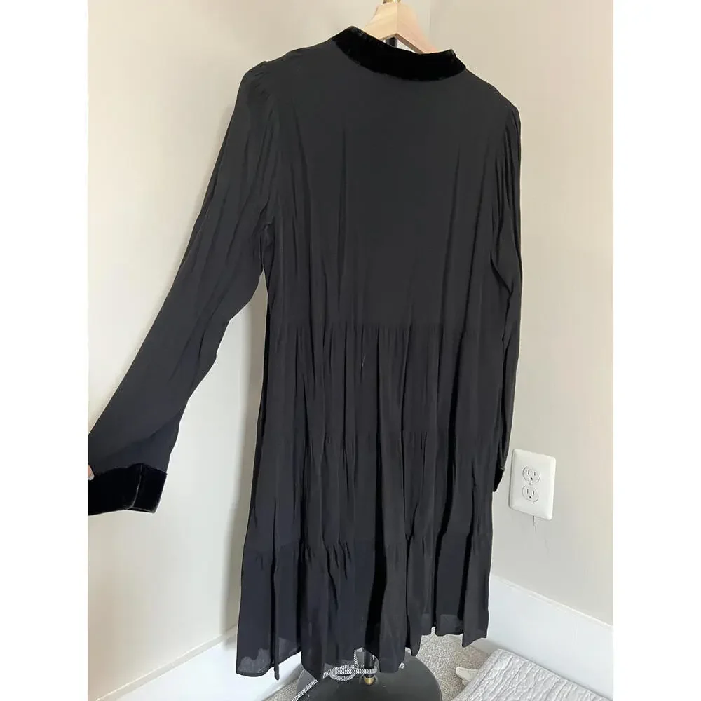 Sail to Sable STS Black Velvet Trim Flare Tunic Dress - Size Large - Picture 6 of 7